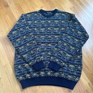 Vintage Coogi-Inspired Tosani Designed in Italy Multi-Colored Sweater